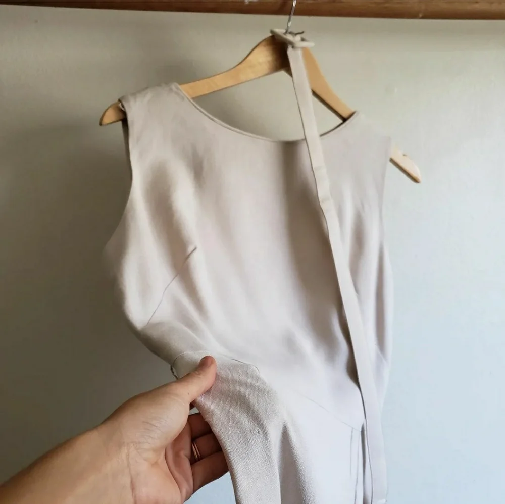 1950s Vintage Pencil Dress Belt Set in Beige Stone or Taupe Miss Ruth - Picture 4 of 7